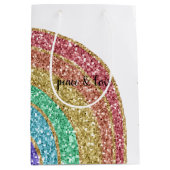 Glitter Sparkle Gold Rainbow gepersonaliseerd Medium Cadeauzakje (Voorkant)