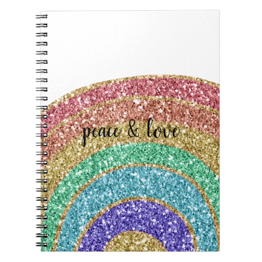 Glitter Sparkle Gold Rainbow gepersonaliseerd Notitieboek (Voorkant)