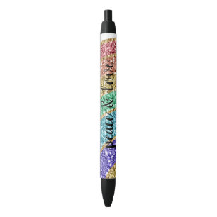 Glitter Sparkle Gold Rainbow gepersonaliseerd Zwarte Inkt Pen