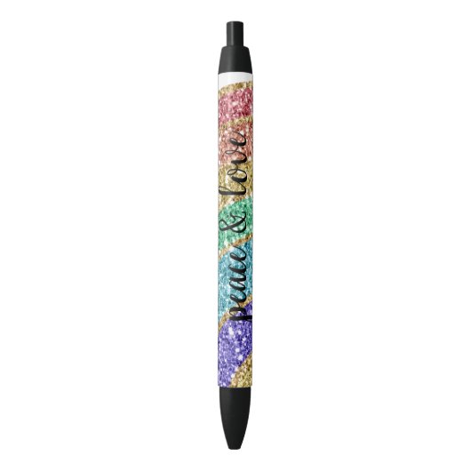 Glitter Sparkle Gold Rainbow gepersonaliseerd Zwarte Inkt Pen (Voorkant Verticaal)