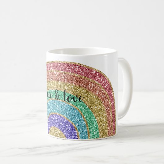 Glitter Sparkle Gold Rainbow Koffiemok (Voorkant rechts)