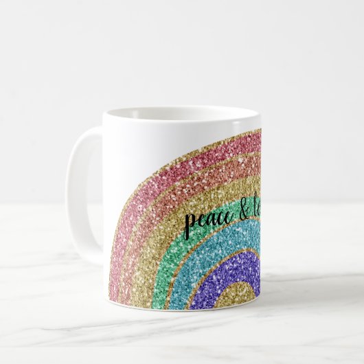 Glitter Sparkle Gold Rainbow Koffiemok (Voorkant links)