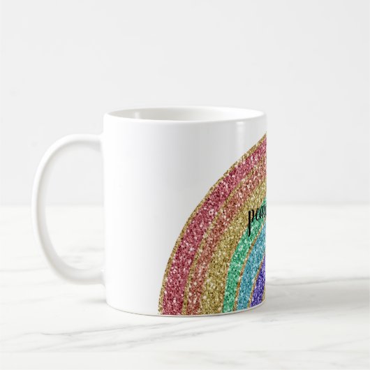 Glitter Sparkle Gold Rainbow Koffiemok (Links)