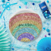 Glitter Sparkle Gold Rainbow Papieren Bordje (Feest)