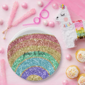 Glitter Sparkle Gold Rainbow Papieren Bordje (Feest)