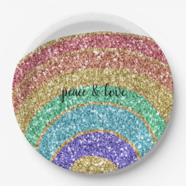Glitter Sparkle Gold Rainbow Papieren Bordje