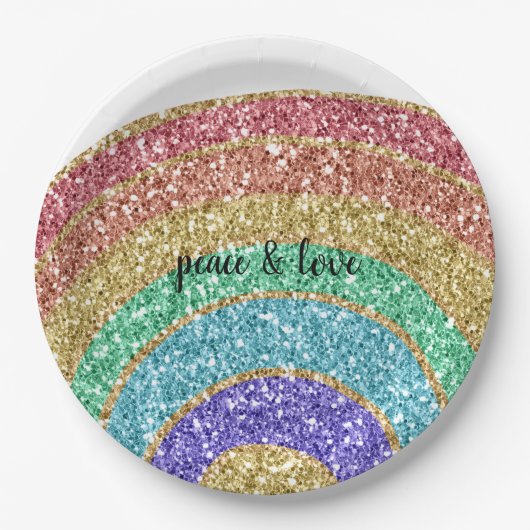 Glitter Sparkle Gold Rainbow Papieren Bordje (Voorkant)