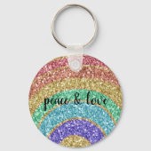 Glitter Sparkle Gold Rainbow Sleutelhanger (Voorkant)