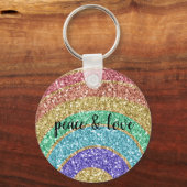 Glitter Sparkle Gold Rainbow Sleutelhanger (Voorkant)