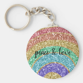 Glitter Sparkle Gold Rainbow Sleutelhanger