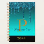 Glitter Sparkle het Monogram Aangepaste Naam Geper Planner (Voorkant)