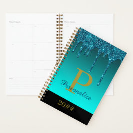 Glitter Sparkle het Monogram Aangepaste Naam Geper Planner