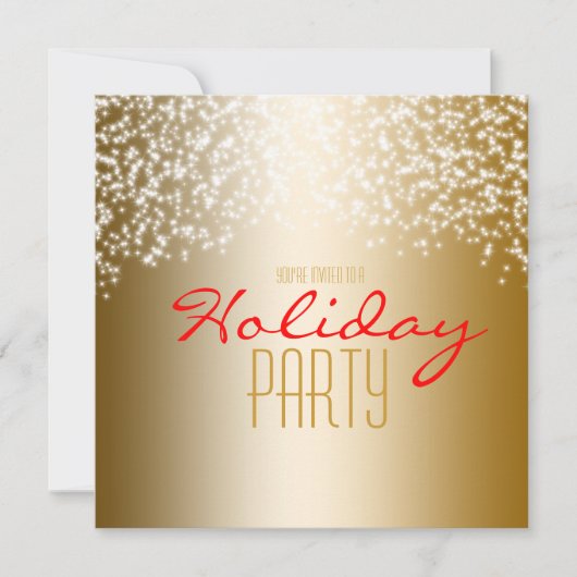 Glitter Sparkle Invitation Gold Holiday Kaart (Voorkant)