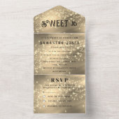 Glitter Sparkle Modern Elegant Sweet 16 All In One Uitnodiging (Binnen)