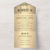 Glitter Sparkle Modern Elegant Sweet 16 All In One Uitnodiging (Binnen)