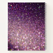 Glitter sparkle monogram script naam paars recept notitieboek (Achterkant)