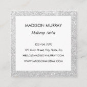 Glitter Sparkle Monogram voor meisjes en Glam Grey Vierkante Visitekaartje (Achterkant)