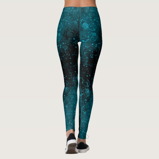 Glitter sparkle naadloze confetti turquoise shine leggings (Achterkant)