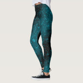Glitter sparkle naadloze confetti turquoise shine leggings (Links)