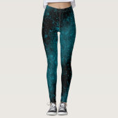 Glitter sparkle naadloze confetti turquoise shine leggings (Voorkant)