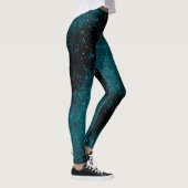 Glitter sparkle naadloze confetti turquoise shine leggings (Rechts)