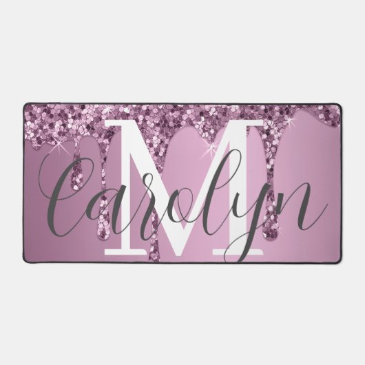 Glitter Sparkle Roos Blush Girly Pink Naam Bureaumat (Voorkant)