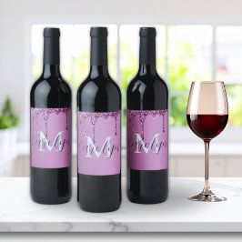 Glitter Sparkle Roos Blush Girly Pink Naam Wijn Etiket