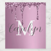 Glitter Sparkle Roos Blush Girly Pink Naam Wijn Etiket (Enkel label)