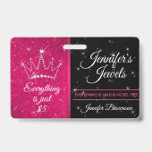 Glitter Sparkle Roze Kroon Sieraden Accessoire Ste Badge (Voorzijde)