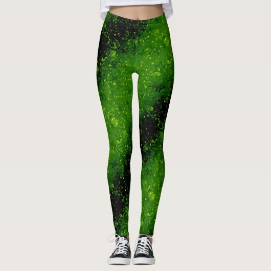 Glitter sparkle seamless confetti green shine dark leggings (Voorkant)