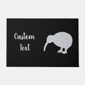 Glitter Sparkle Silver NZ Kiwi met aangepaste teks Deurmat (Voorkant)