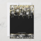 Glitter Sparkle Sweet Sixteen Party Zwart en Goud Kaart (Achterkant)