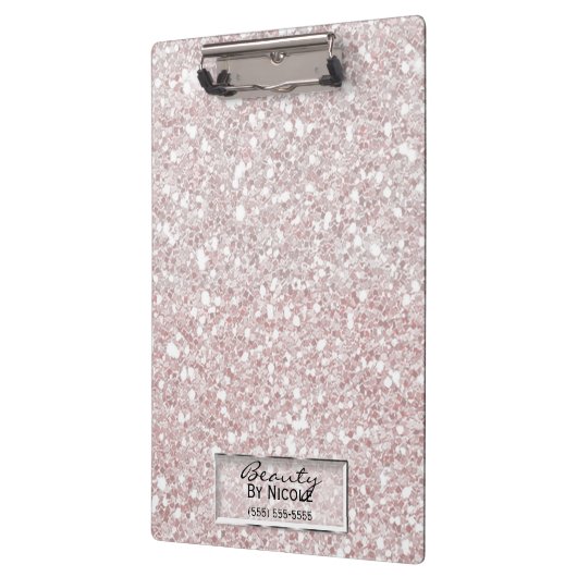 Glitter Sparkle White Stripes Modern Gepersonalise Klembord (Links)