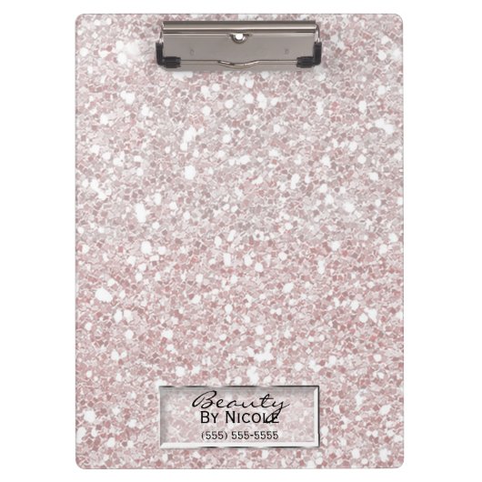 Glitter Sparkle Witte Strepen Modern Gepersonalise Klembord (Voorkant)