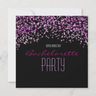 Glitter Sparkle Zwart Roze Glam Feest Uitnodiginge Kaart