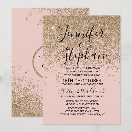 Glitter Sparkles Blush Pink Weddenschap Kaart (Voorkant / Achterkant)