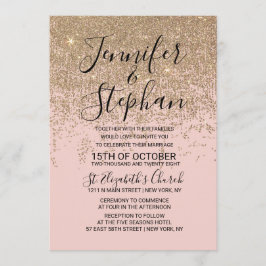 Glitter Sparkles Blush Pink Weddenschap Kaart