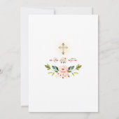 Glitter Sparkles Coral Flowers Heilige Communie Kaart (Achterkant)