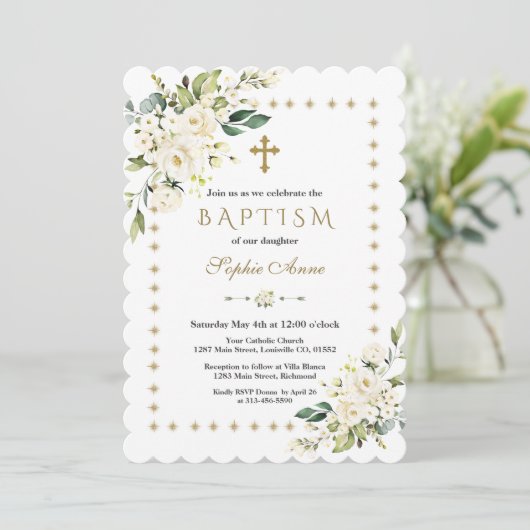 Glitter Sparkles Lijst Baptisme Kaart (Staand voorkant)