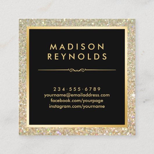Glitter Sparkles Modern Fashionable Vierkante Visitekaartje (Achterkant)