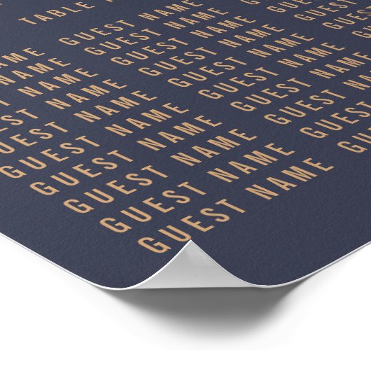 Glitter Sparkles Navy Blue Seating Chart Poster (Hoek)