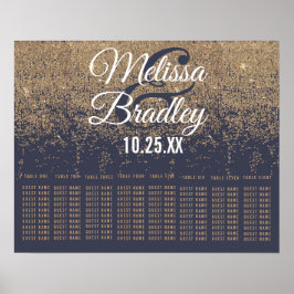 Glitter Sparkles Navy Blue Seating Chart Poster