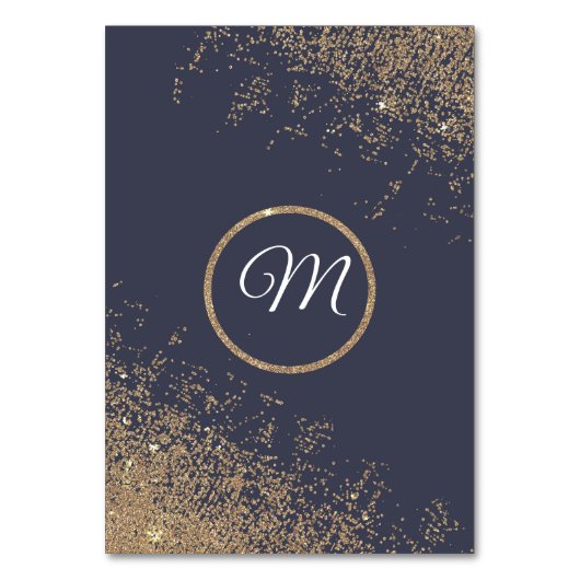 Glitter Sparkles Navy Blue Table Numbers Kaart (Achterkant)
