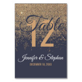 Glitter Sparkles Navy Blue Table Numbers Kaart (Voorkant)