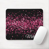 Glitter sparkles roze zwarte glamoureus muismat (Met muis)