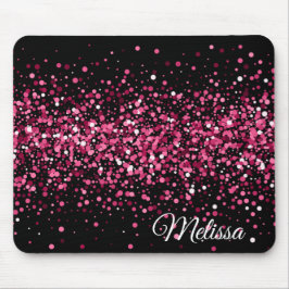 Glitter sparkles roze zwarte glamoureus muismat