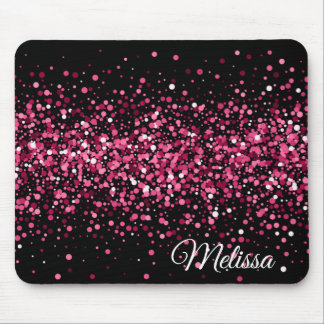 Glitter sparkles roze zwarte glamoureus muismat