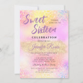 Glitter Sparkles Sweet 16 Girly Modern Kaart (Voorkant)