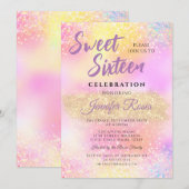 Glitter Sparkles Sweet 16 Girly Modern Kaart (Voorkant / Achterkant)