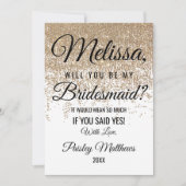 Glitter Sparkles White Bridesmaid Kaart (Voorkant)